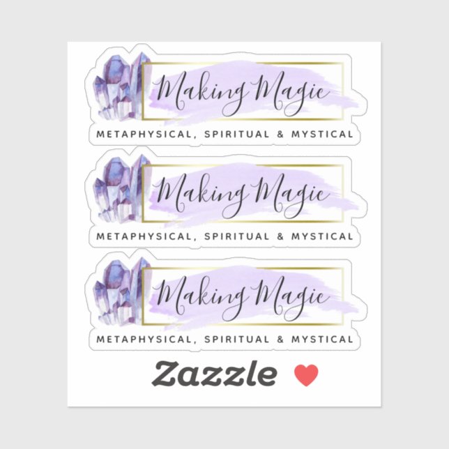 Sticker Aquarelle Crystals & Gold Géométrique Logo 3 pièce (Feuille)