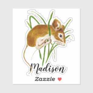 Sticker Aquarelle Cuisine Petite souris Nom personnalisé 