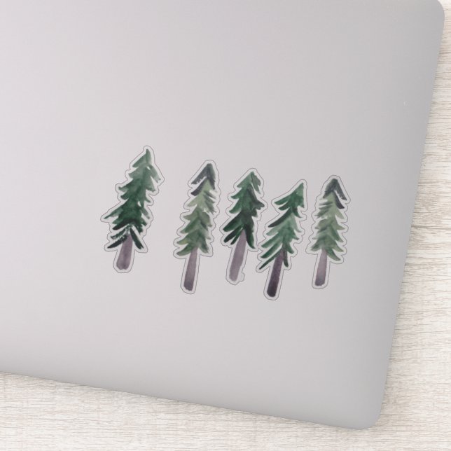 Sticker Aquarelle de la forêt de pins (Détail)