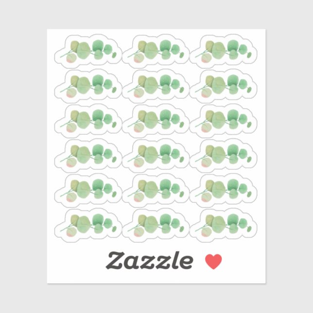Sticker Aquarelle de verdure botanique Eucalyptus feuille (Feuille)