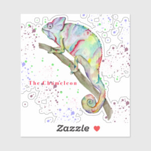 Sticker Aquarelle drôle caméléon