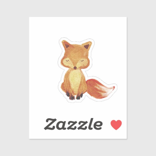 Sticker Aquarelle du renard boisé (Feuille)
