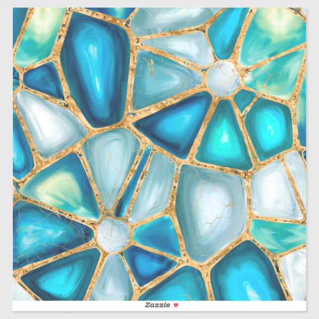 Sticker Aquarelle et cellules d'or - océan (Feuille)