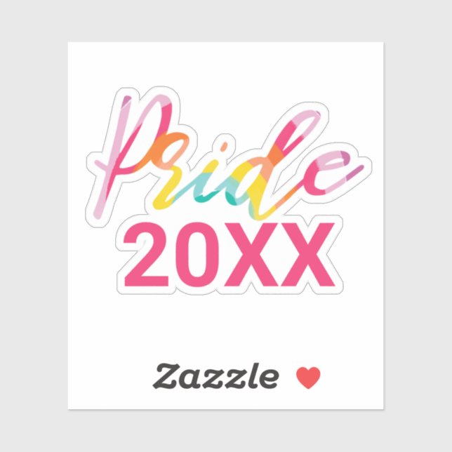 Sticker Aquarelle Fierté Arc-en-ciel Script avec année per (Feuille)