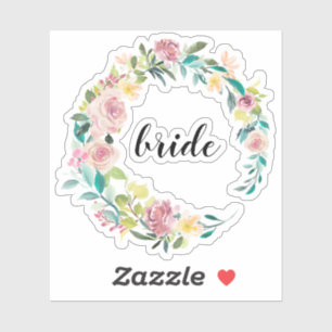 Sticker Aquarelle fleurs d'été couronne, typographie de ma