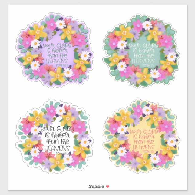 Sticker Aquarelle Fleurs Psaumes Citations Jolies (Feuille)