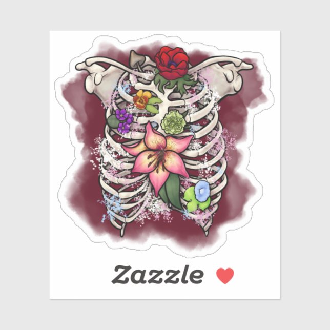 Sticker Aquarelle Florale Ribcage (Feuille)