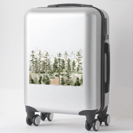 Sticker Aquarelle Forêt verte rustique