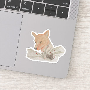 Sticker Aquarelle Hiver Renard forestier
