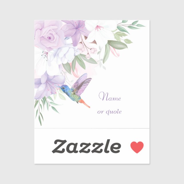 Sticker Aquarelle Jardin Fleurs Oiseau de colibri (Feuille)
