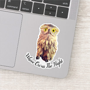 Sticker Aquarelle jaune mignonne Chouette Texte personnali