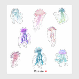 Sticker Aquarelle Jellée Marine Life