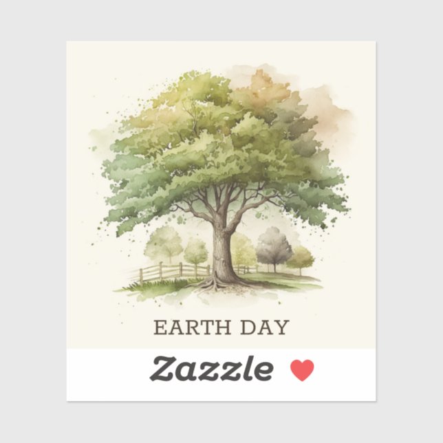 Sticker Aquarelle. Jour des terres Environnement et écolog (Feuille)