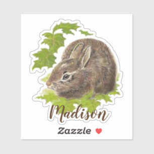 Sticker Aquarelle Lapin Lapin Nom personnalisé de l'animal