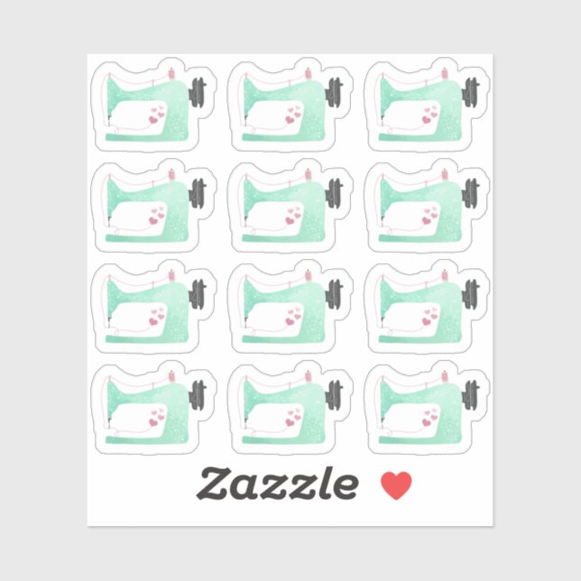Sticker Aquarelle Machine à coudre Shabby Chic Page Planne (Feuille)