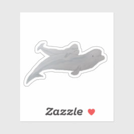 Sticker Aquarelle Mammifère Marine Mère Bébé Béluga Balein