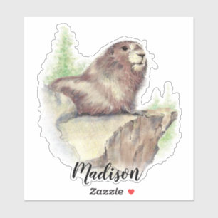 Sticker Aquarelle Marmotte Marmotte Marmotte Marmotte Marm