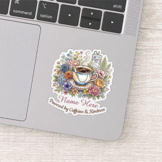 Sticker Aquarelle Médical Café Floral Nom Personnalisé