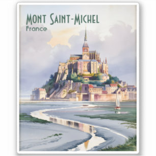 Sticker Aquarelle Mont Saint Michel France Voyage Ancien