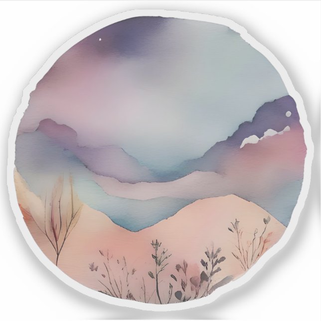 Sticker Aquarelle Mystic Mountain Serenity (Devant)