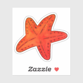 Sticker Aquarelle orange marine Créature de l'étoile