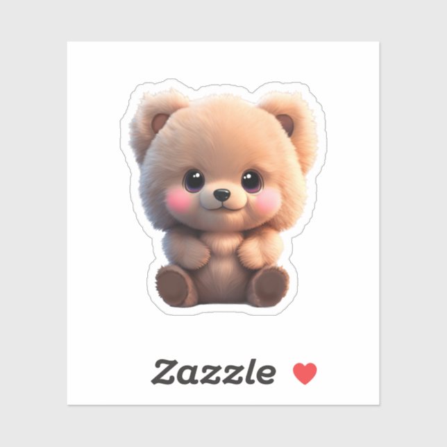 Sticker Aquarelle ours mignon en peluche (Feuille)