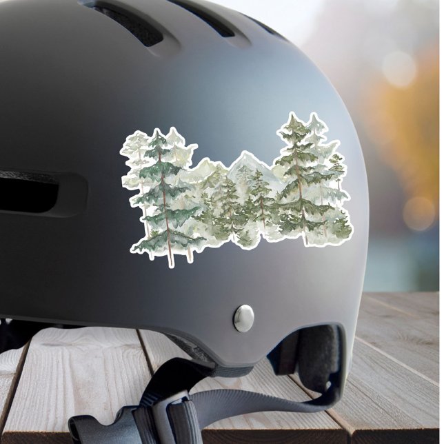 Sticker Aquarelle Pine Forest Mountain Rustique esthétique (In situ)