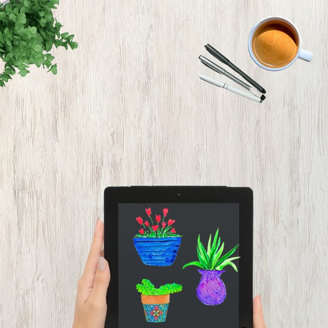 Sticker Aquarelle Poted Plante Botanique Pack (Créateur téléchargé)