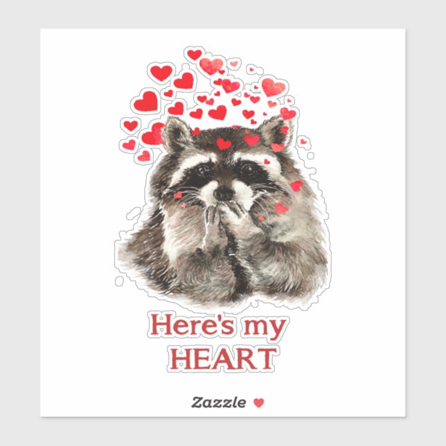 Sticker Aquarelle Raccoon soufflant Baisers Citation amusa (Feuille)