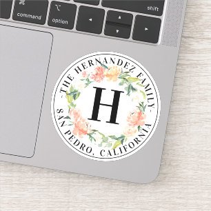 Sticker Aquarelle Ressort Wire Monogramme Famille Entrepri