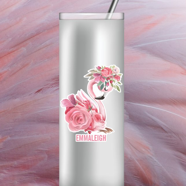 Sticker Aquarelle rose Flamant rose Ballerina personnalisa (Créateur téléchargé)