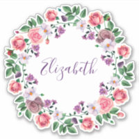 Aquarelle rose roses couronne. Nom floral pourpre