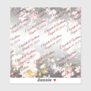 Sticker Aquarelle rose Roses jaunes, noir flou, Mariage