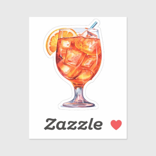 Sticker Aquarelle Sangria Cocktail Boisson (Feuille)