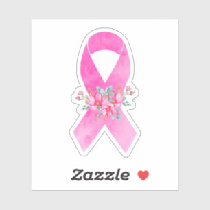 Sticker Aquarelle Sensibilisation au cancer du sein Ruban 