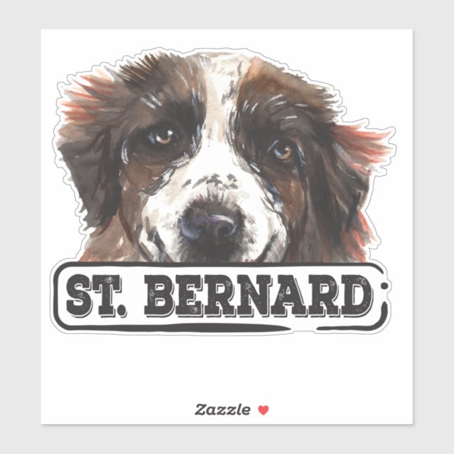 Sticker Aquarelle St. Bernard (Feuille)