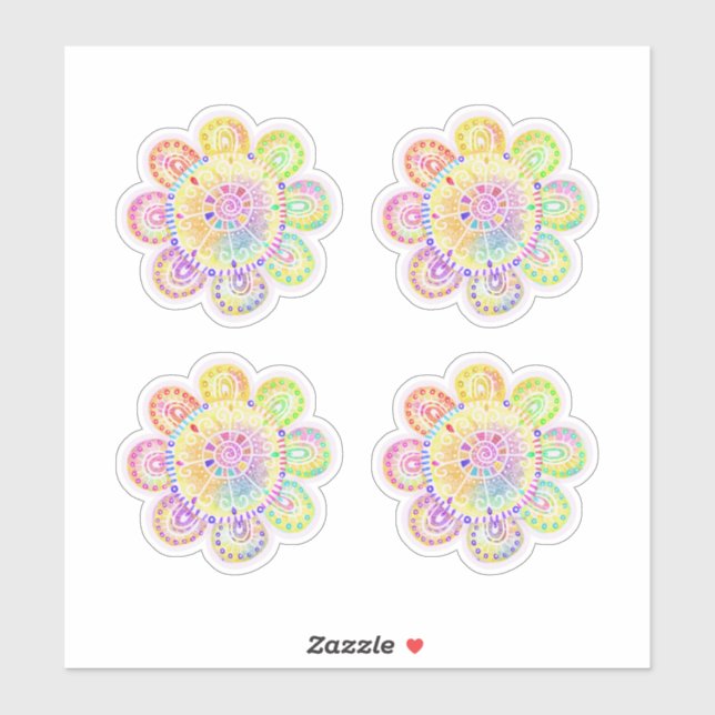 Sticker Aquarelle Sunflowers Style Boho (Feuille)
