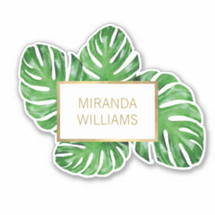 Sticker Aquarelle Tropical Monstera Feuilles