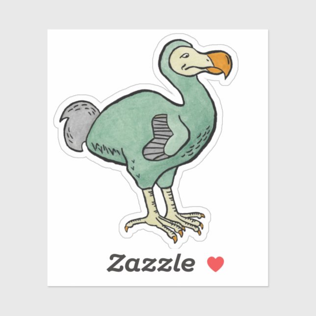 Sticker Aquarelle verte Dodo Oiseau Peinture avec encre no (Feuille)