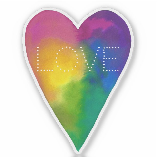 Sticker Aquarelle vibrante Coeur "Amour" (Devant)