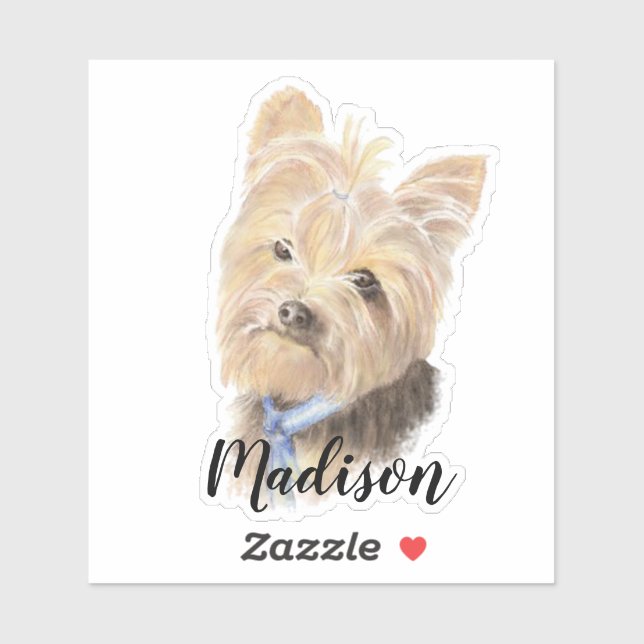 Sticker Aquarelle Yorkshire Terrier Chien Animal de compag (Feuille)