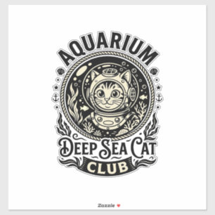 Sticker Aquarium Chat de mer profond Graphique de chat drô