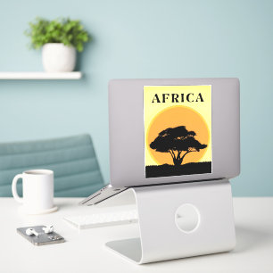 Sticker Arbre d'acacia africain contre un coucher de solei