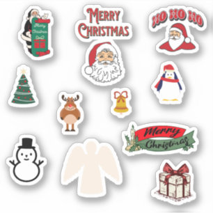 Sticker Arbre de Noël bonhomme de neige wapiti angel pingo