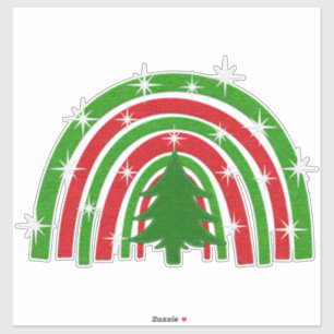 Sticker Arbre de Noël et Arc en ciel Faux Felt