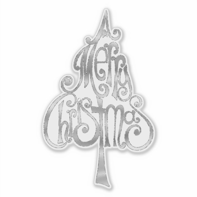 Sticker Arbre de Noël Joyeux étincelle en argent (Devant)