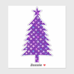 Sticker Arbre de Noël violet profond avec étoiles
