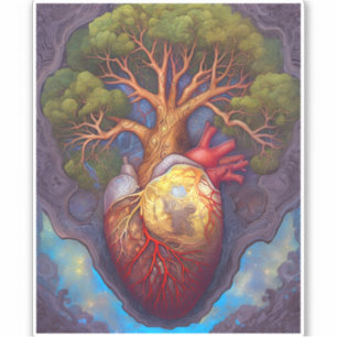Sticker Arbre De Vie Coeur Surréaliste Nature Art