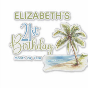 Sticker Arbre Palmier Anniversaire Personnalisé 21 Ans