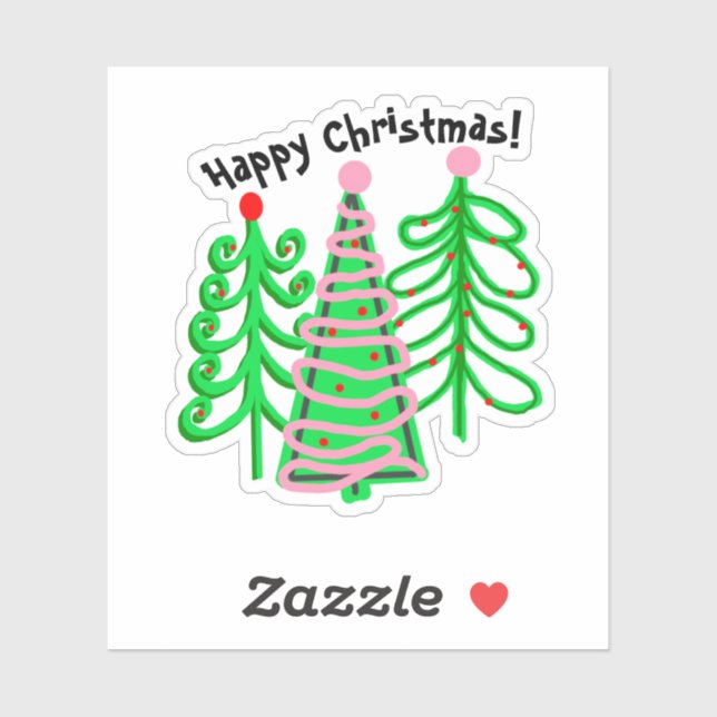 Sticker Arbres de Noël rose vert (Feuille)